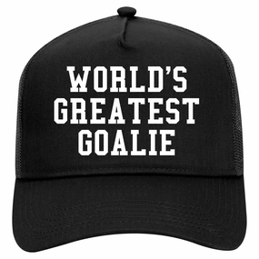 Worlds Greatest Goalie Hockey Retro Adult 5 Panel Mesh Trucker Hat