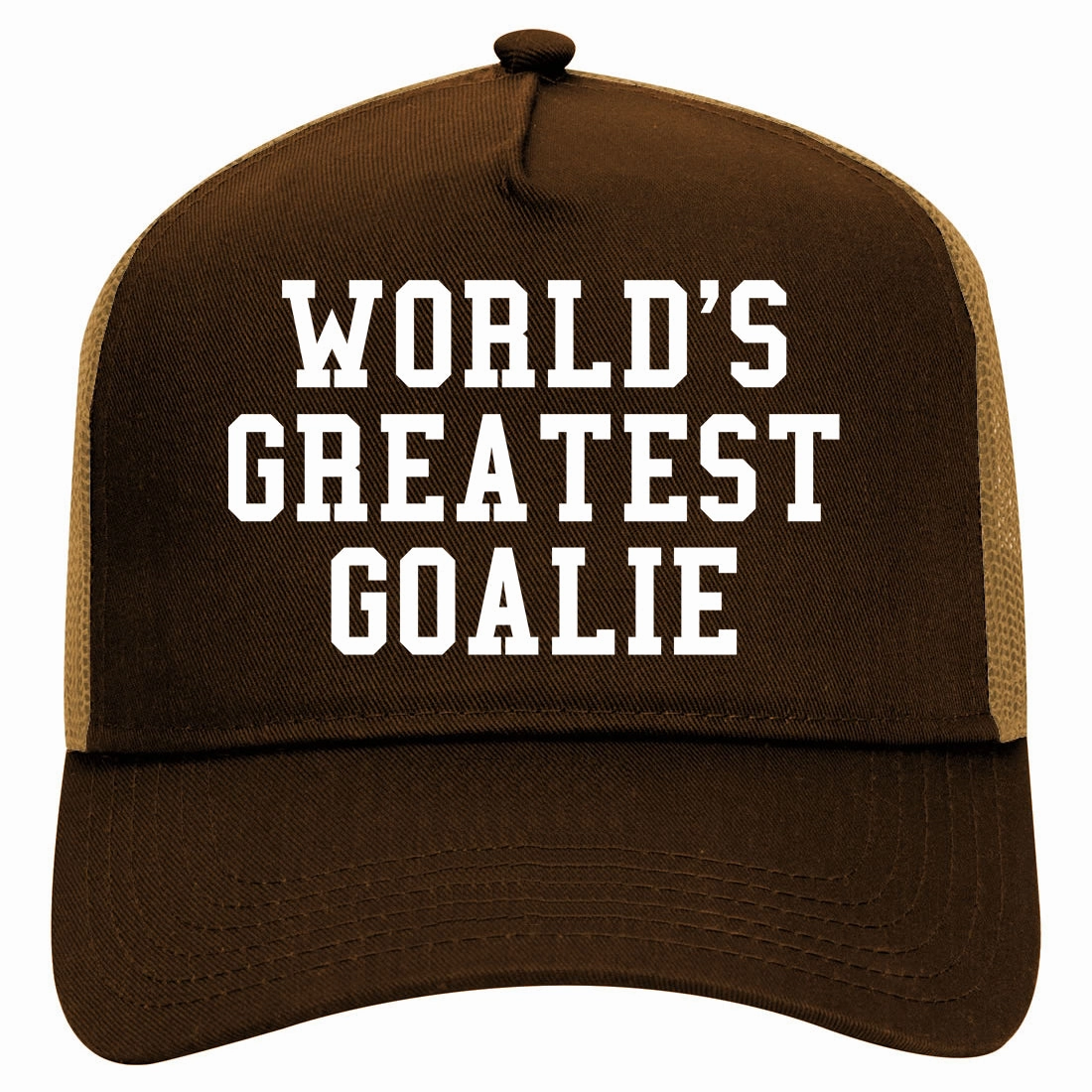 Worlds Greatest Goalie Hockey Retro Adult 5 Panel Mesh Trucker Hat
