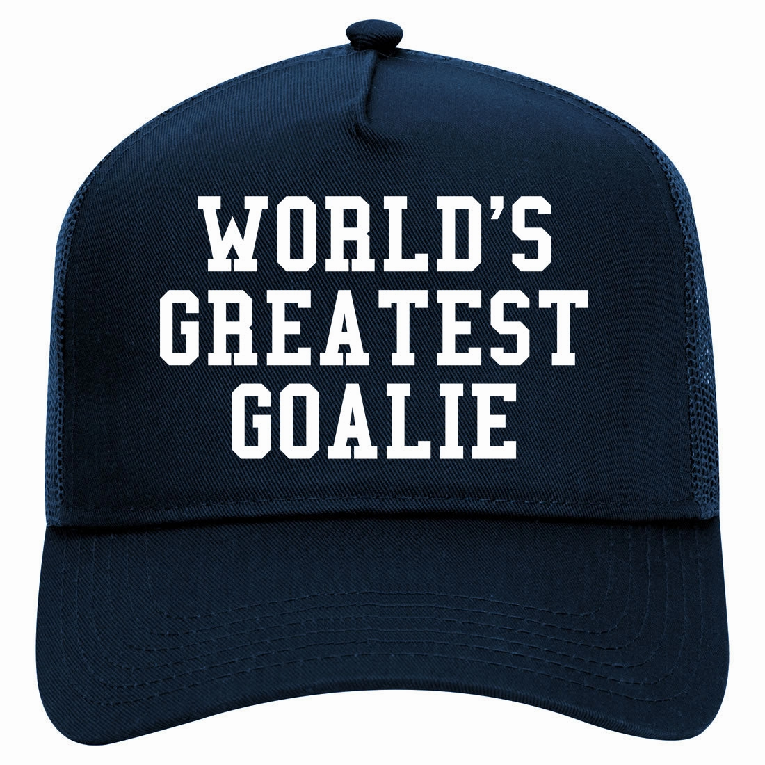Worlds Greatest Goalie Hockey Retro Adult 5 Panel Mesh Trucker Hat
