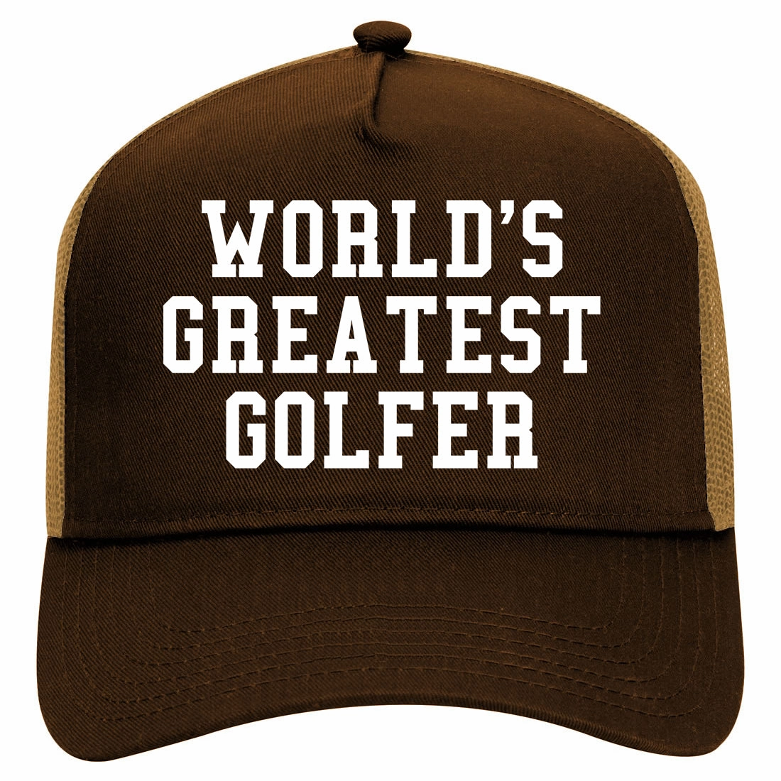 Worlds Greatest Golfer Funny Golf Retro Adult 5 Panel Mesh Trucker Hat