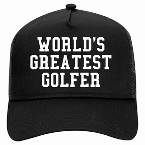Worlds Greatest Golfer Funny Golf Retro Adult 5 Panel Mesh Trucker Hat