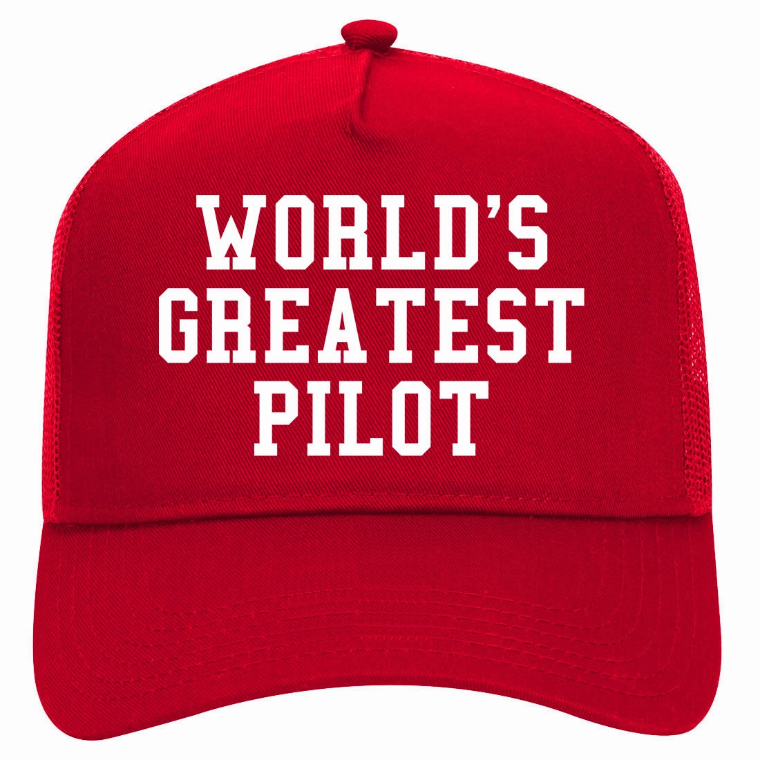 Worlds Greatest Pilot Retro Adult 5 Panel Mesh Trucker Hat