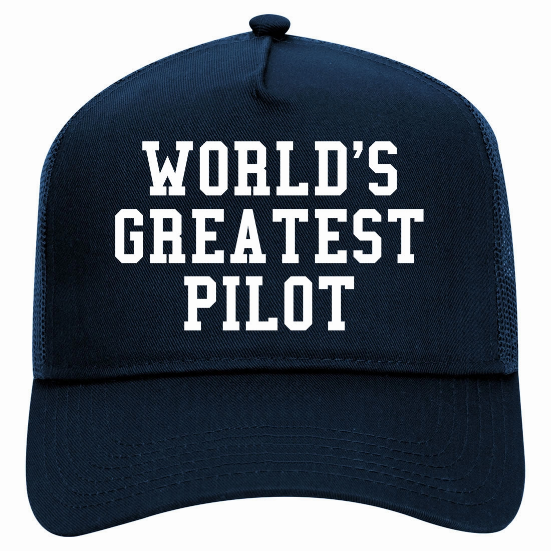 Worlds Greatest Pilot Retro Adult 5 Panel Mesh Trucker Hat