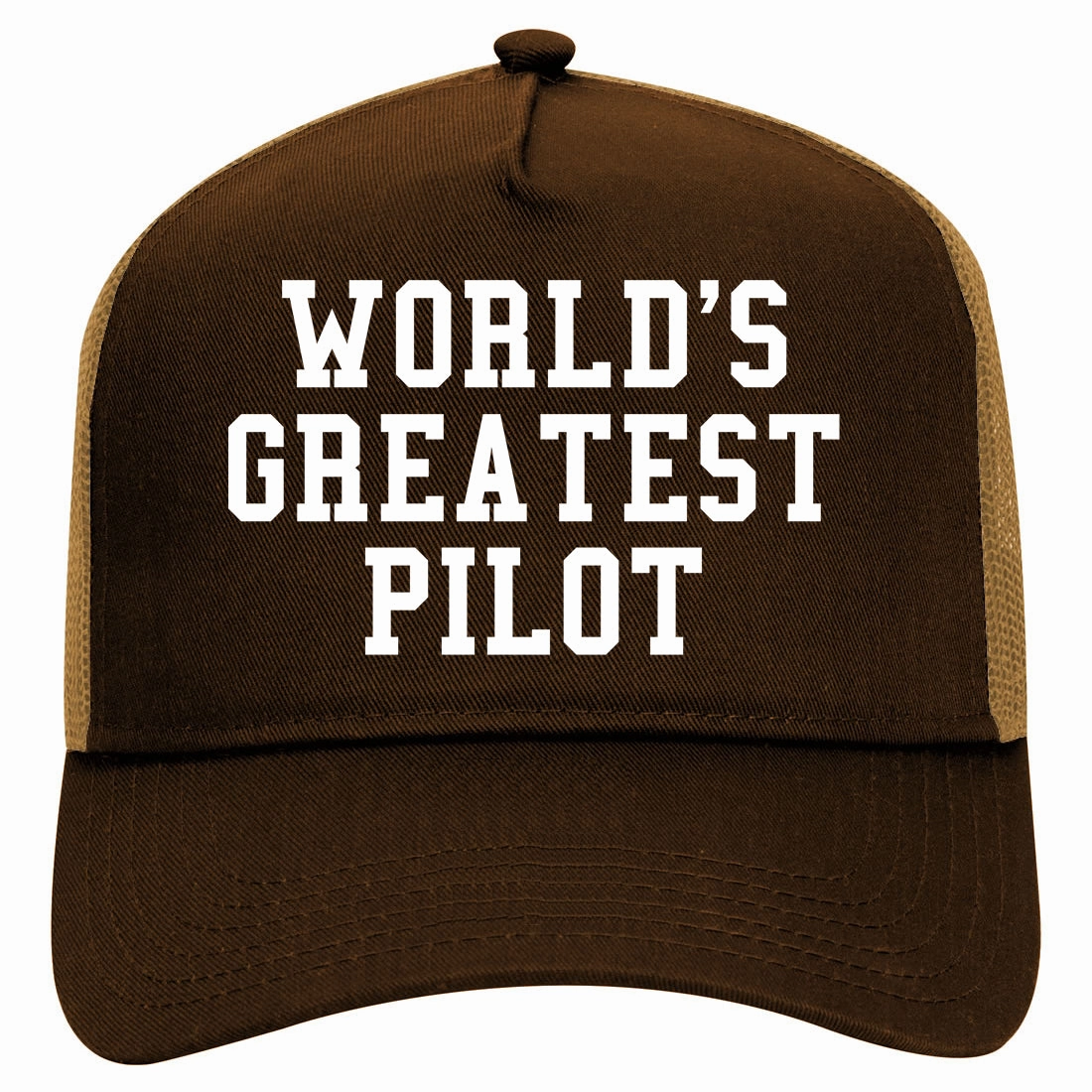 Worlds Greatest Pilot Retro Adult 5 Panel Mesh Trucker Hat