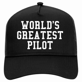 Worlds Greatest Pilot Retro Adult 5 Panel Mesh Trucker Hat