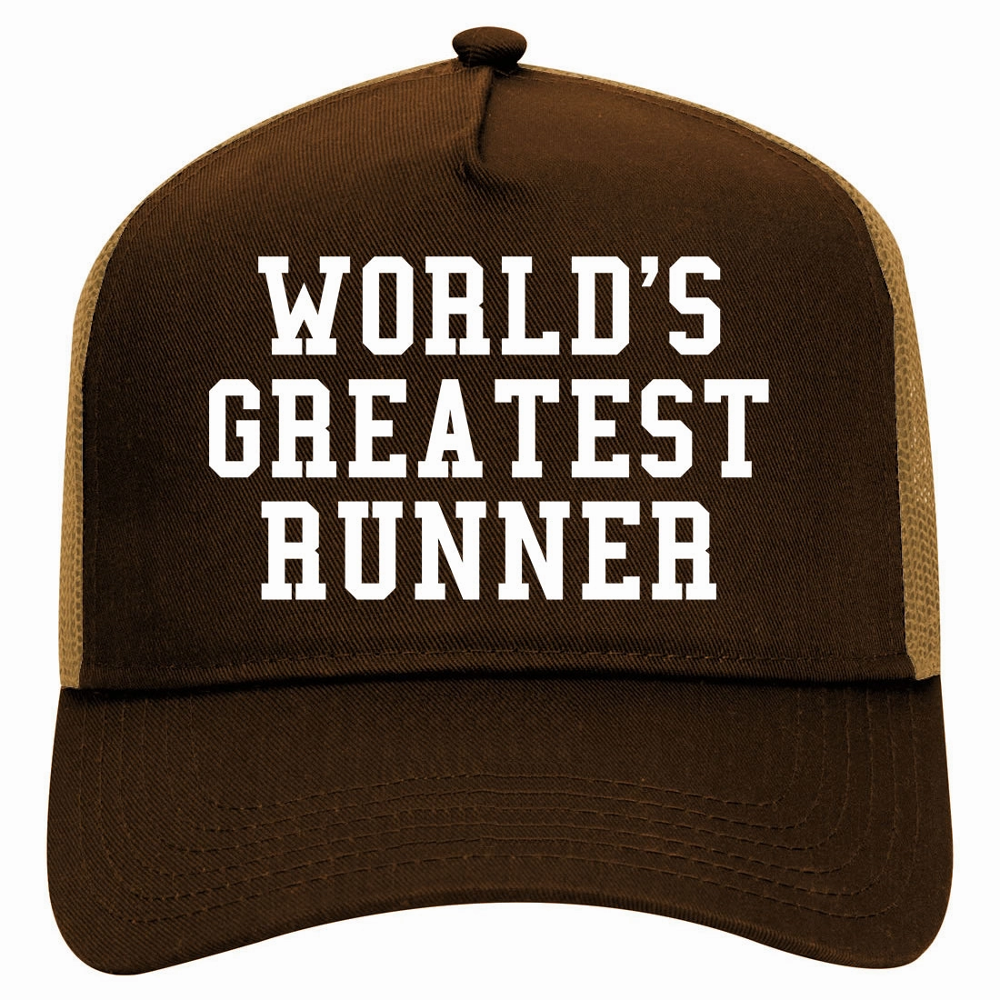 Worlds Greatest Runner Funny Fitness Retro Adult 5 Panel Mesh Trucker Hat