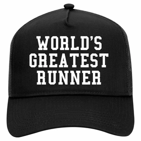 Worlds Greatest Runner Funny Fitness Retro Adult 5 Panel Mesh Trucker Hat