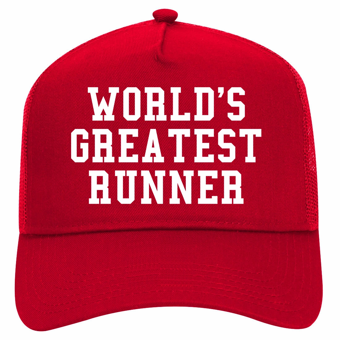 Worlds Greatest Runner Funny Fitness Retro Adult 5 Panel Mesh Trucker Hat