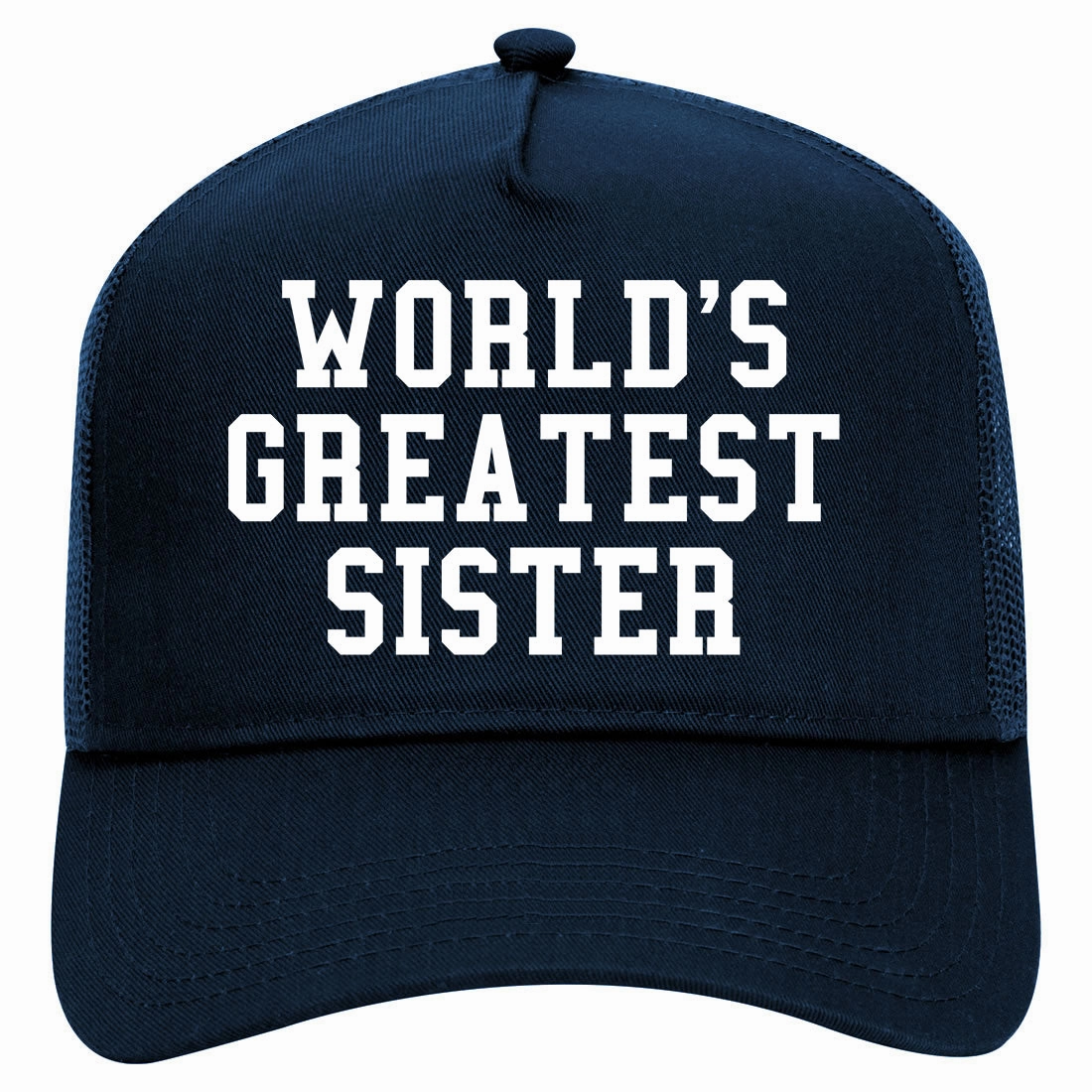 Worlds Greatest Sister Birthday Gift Retro Adult 5 Panel Mesh Trucker Hat
