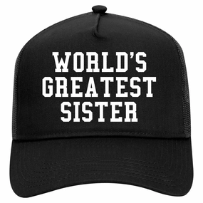 Worlds Greatest Sister Birthday Gift Retro Adult 5 Panel Mesh Trucker Hat