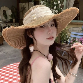 Woven French Style Wide Brim Straw Hat
