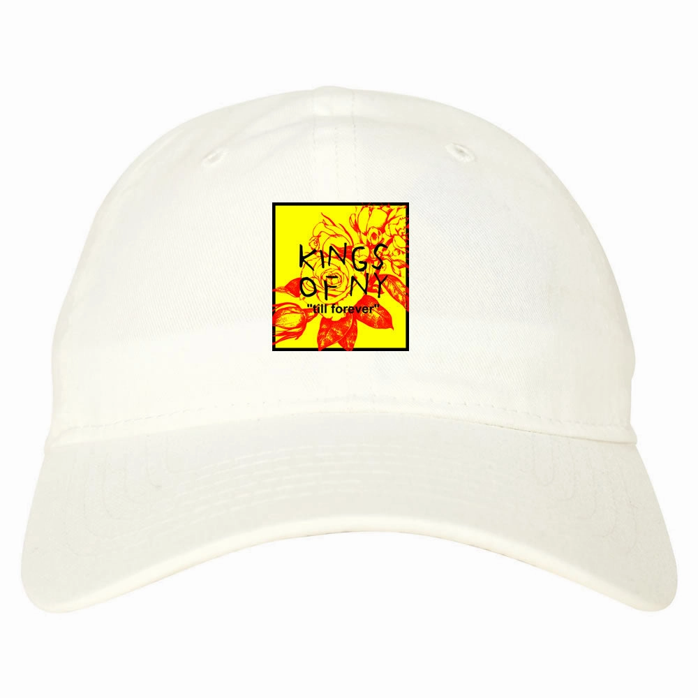Yellow Rose Till Forever Box Logo Mens Dad Hat Baseball Cap