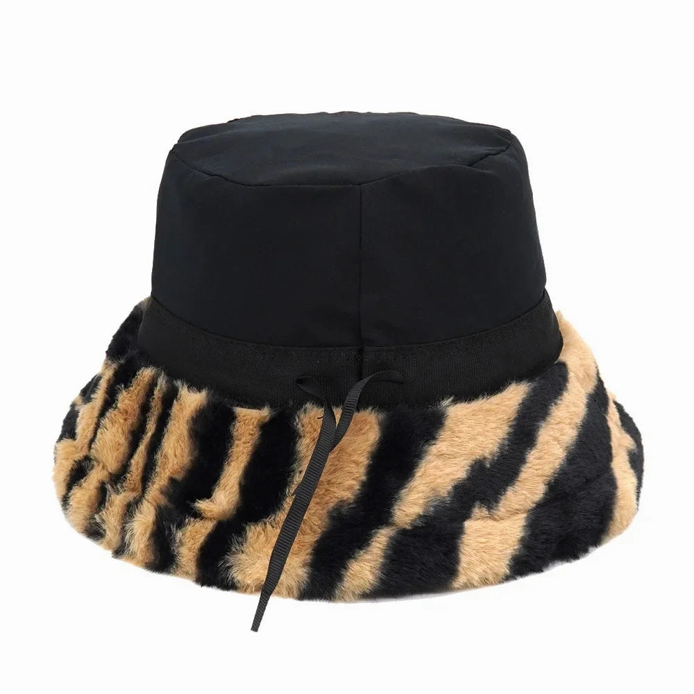 Zebra Skin Pattern Fur Bucket Hat